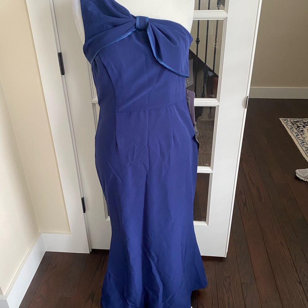Blue Asymmetrical One-Shoulder Gown for Weddings